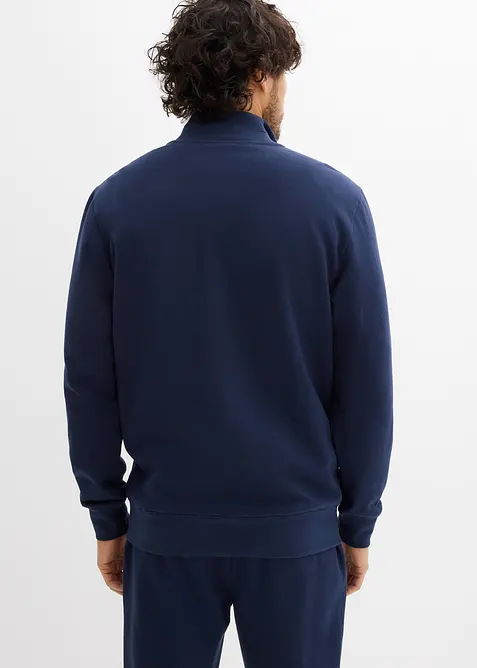 Sweatshirt i bomull med krage och dragkedja, bonprix