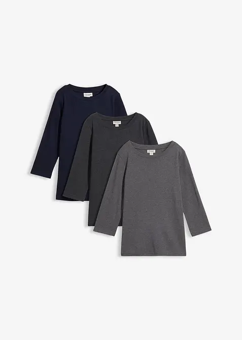 Topp i stabil jersey med ekologisk bomull (3-pack), bonprix