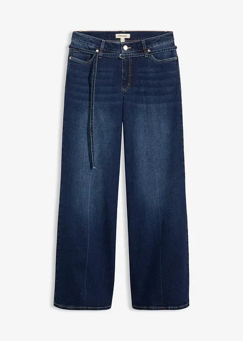 Wide Leg Jeans med medelh&ouml;g midja, bonprix