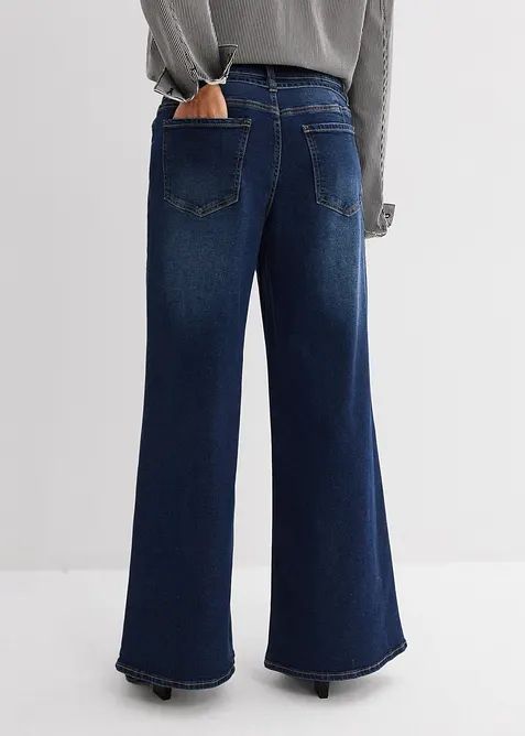 Wide Leg Jeans med medelh&ouml;g midja, bonprix