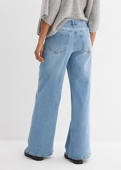 Wide Leg Jeans med medelh&ouml;g midja, bonprix