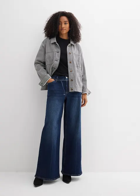 Wide Leg Jeans med medelh&ouml;g midja, bonprix
