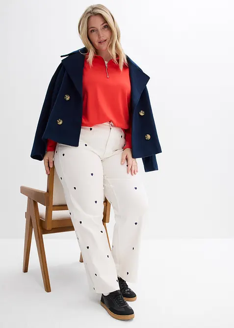 Twillbyxa med broderi, bonprix