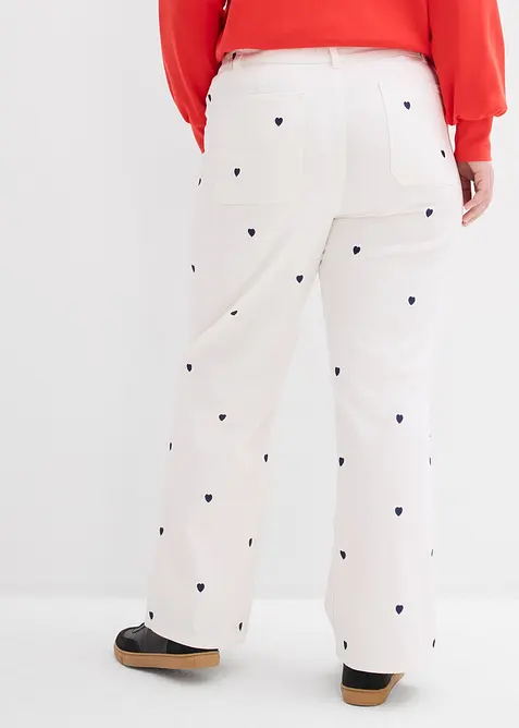 Twillbyxa med broderi, bonprix