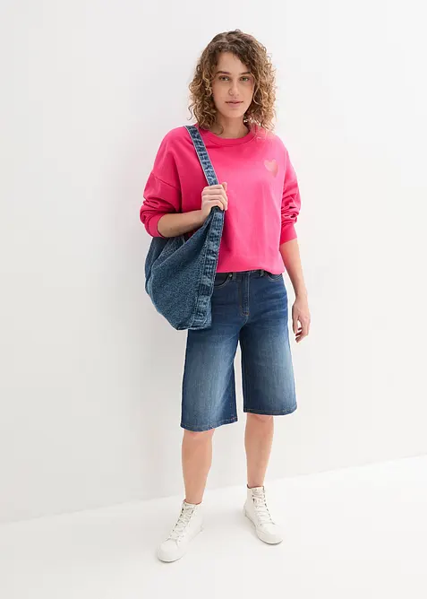 Jeansshorts, High Waist, sk&ouml;n midja, bonprix