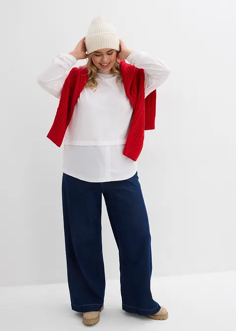 Topp med blusinf&auml;llning, bonprix