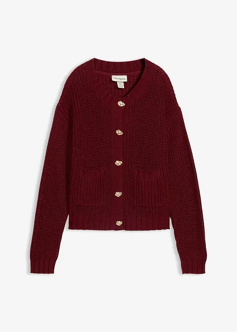 Grovstickad cardigan med hamrade knappar, bonprix