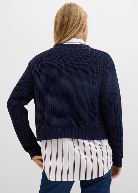Grovstickad cardigan med hamrade knappar, bonprix