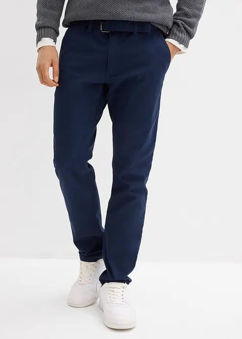 Stretchiga chinos med bekv&auml;m midja och sk&auml;rp, normal passform, raka ben, bonprix