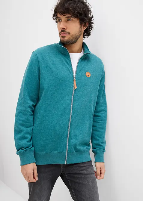 Trik&aring;jacka med st&aring;krage och detaljer i skinnimitation, bonprix