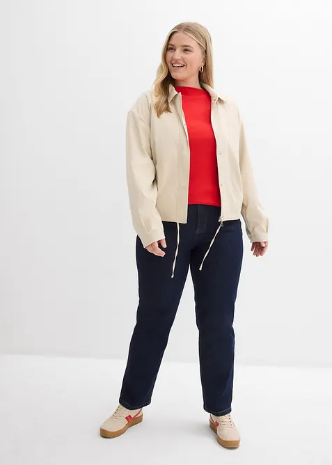 Ribbstickad topp med figurn&auml;ra passform, bonprix