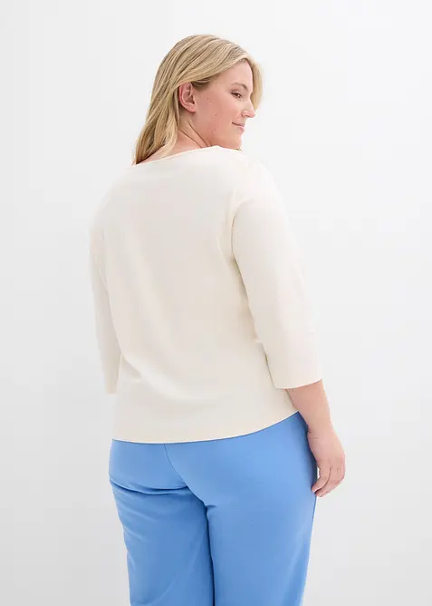 Topp i stabil jersey av ekologisk bomull, 3/4-&auml;rm, bonprix