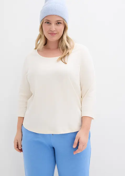 Topp i stabil jersey av ekologisk bomull, 3/4-&auml;rm, bonprix