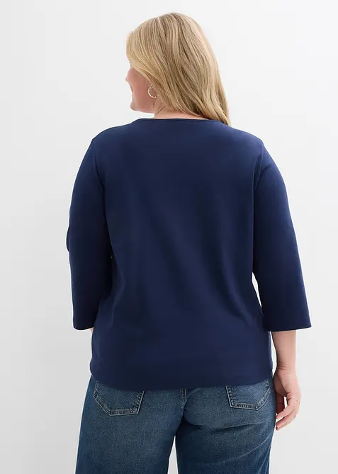 Topp i stabil jersey med ekologisk bomull, 3/4-&auml;rm, bonprix