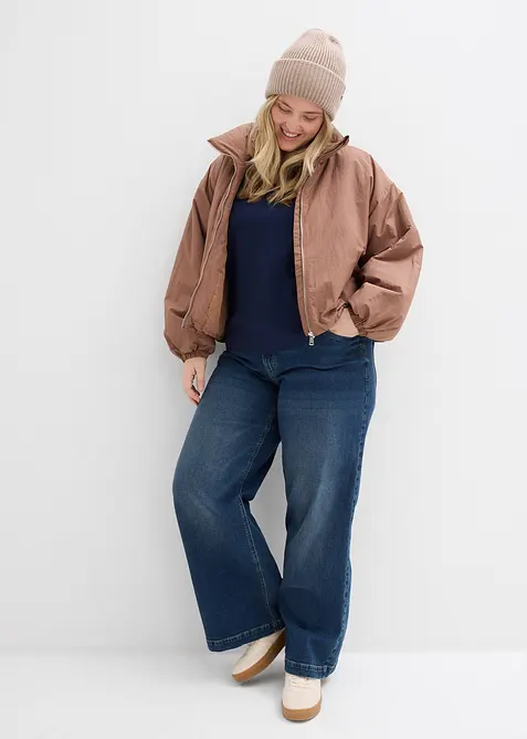 Topp i stabil jersey med ekologisk bomull, 3/4-&auml;rm, bonprix