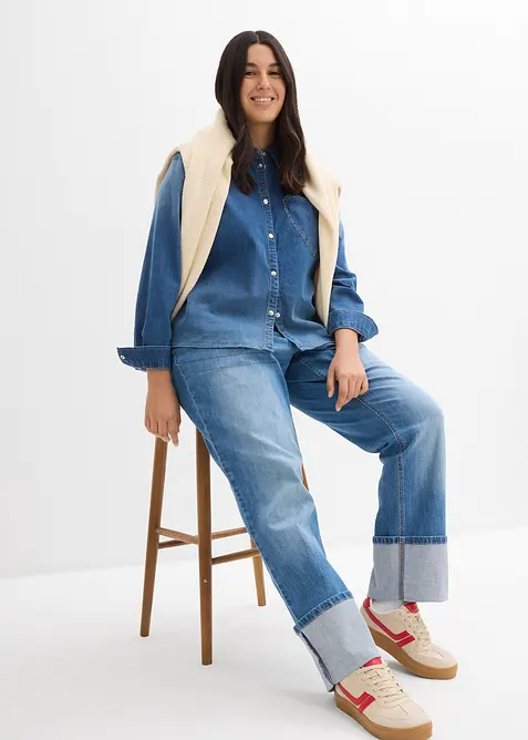 Jeansskjorta med ekologisk bomull, bonprix