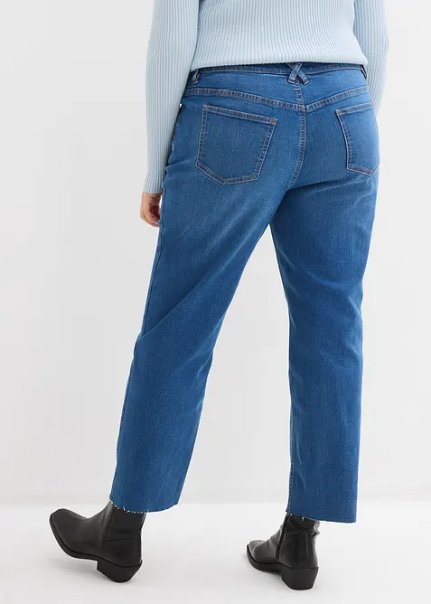 Straight Jeans Mid Waist, med ekologisk bomull, cropped, bonprix