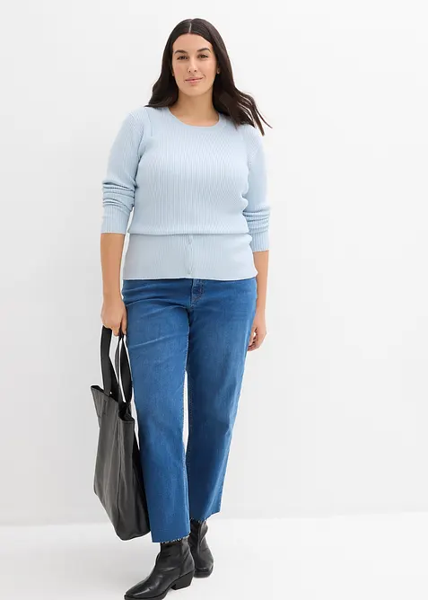 Straight Jeans Mid Waist, med ekologisk bomull, cropped, bonprix