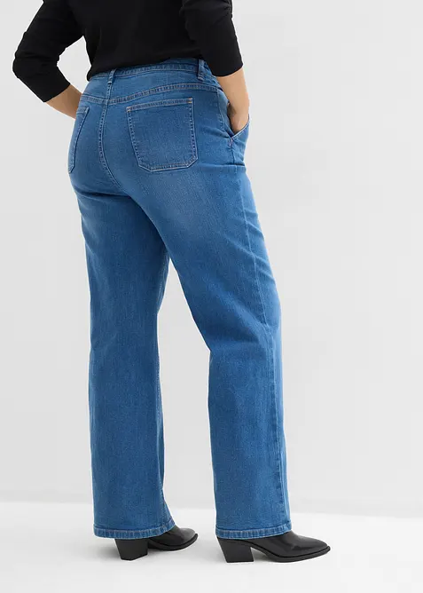 Wide Leg Jeans, High Waist, ekologisk bomull, bonprix