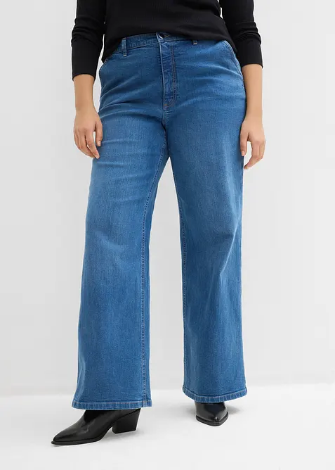 Wide Leg Jeans, High Waist, ekologisk bomull, bonprix