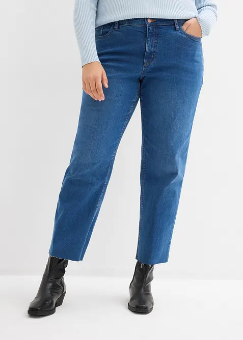 Straight Jeans Mid Waist, med ekologisk bomull, cropped, bonprix
