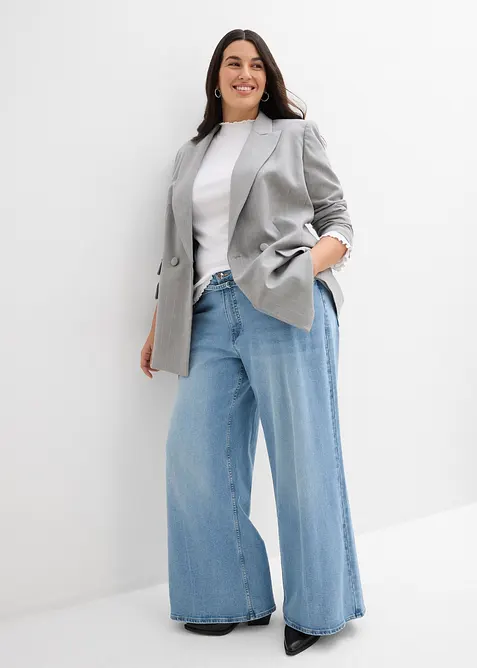 Wide Leg Jeans med medelh&ouml;g midja, bonprix