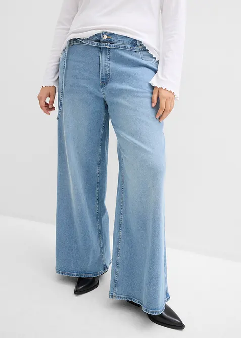 Wide Leg Jeans med medelh&ouml;g midja, bonprix