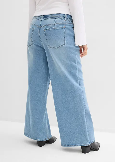 Wide Leg Jeans med medelh&ouml;g midja, bonprix