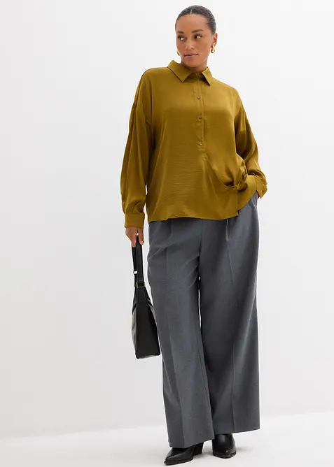 Skjortblus i f&ouml;ljsam satin, bonprix