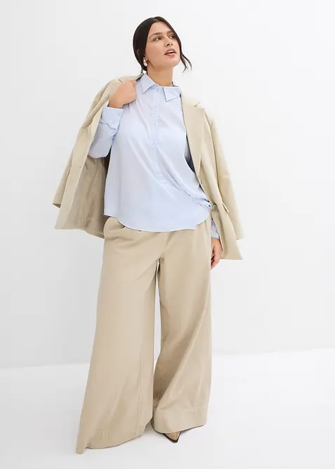 Skjortblus i f&ouml;ljsam satin, bonprix