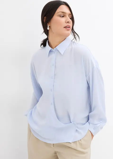 Skjortblus i f&ouml;ljsam satin, bonprix