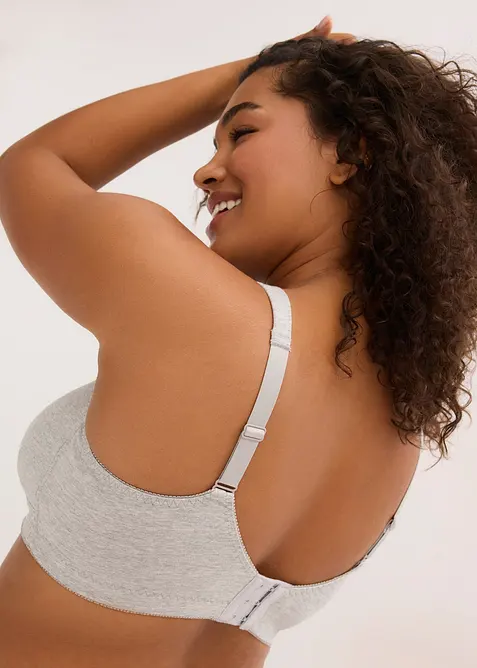 Amnings-BH utan bygel, med ekologisk bomull och spets (2-pack), bonprix