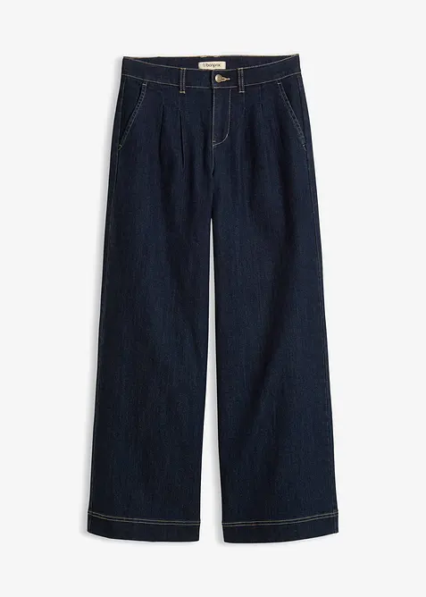 Wide Leg Jeans High Waist, med bekv&auml;m midja, bonprix