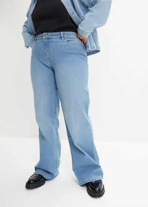 Wide Leg Jeans, Mid Waist, Stretch, bonprix