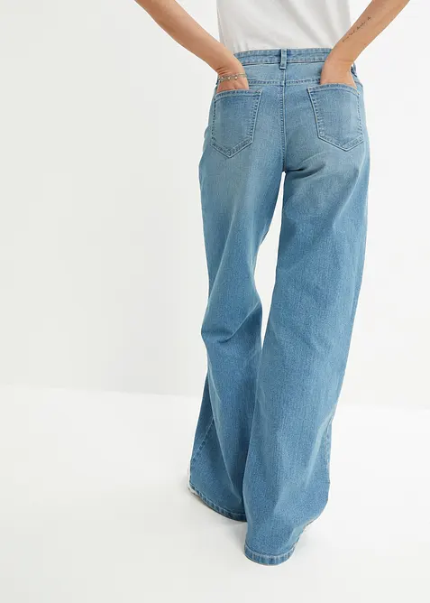 Wide Leg Jeans, Mid Waist, Stretch, bonprix