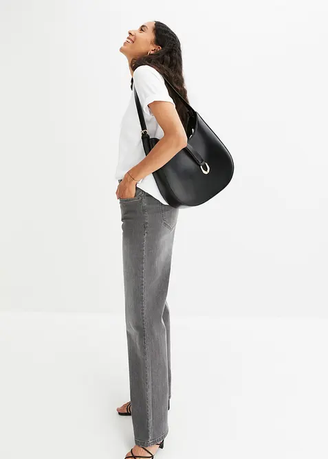 Wide Leg Jeans, Mid Waist, Stretch, bonprix