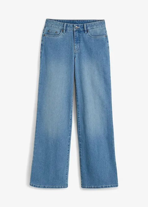 Wide Leg Jeans, Mid Waist, Stretch, bonprix