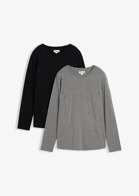 L&aring;ng&auml;rmad topp med diskret amnings&ouml;ppning, med ekologisk bomull (2-pack), bonprix