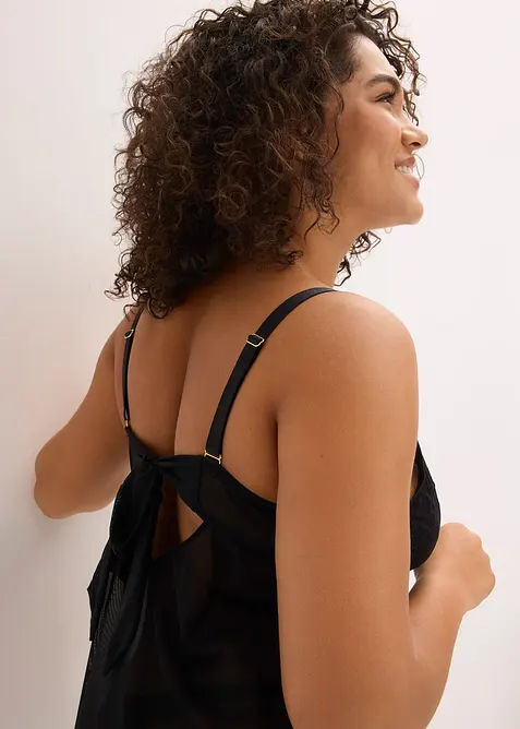 Neglig&eacute; utan bygel, med hj&auml;rtm&ouml;nstrad spets, bonprix