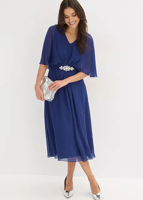 Mellanl&aring;ng kl&auml;nning i chiffong med strassapplikation, bonprix