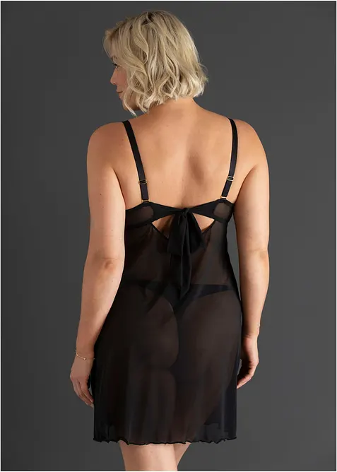 Neglig&eacute; utan bygel, med hj&auml;rtm&ouml;nstrad spets, bonprix