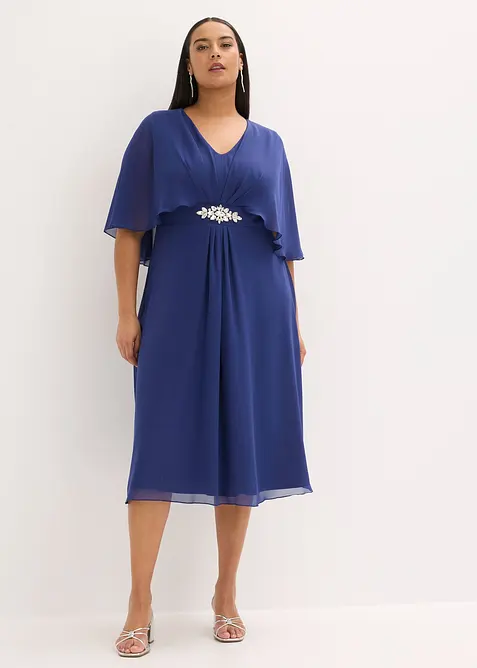 Mellanl&aring;ng kl&auml;nning i chiffong med strassapplikation, bonprix