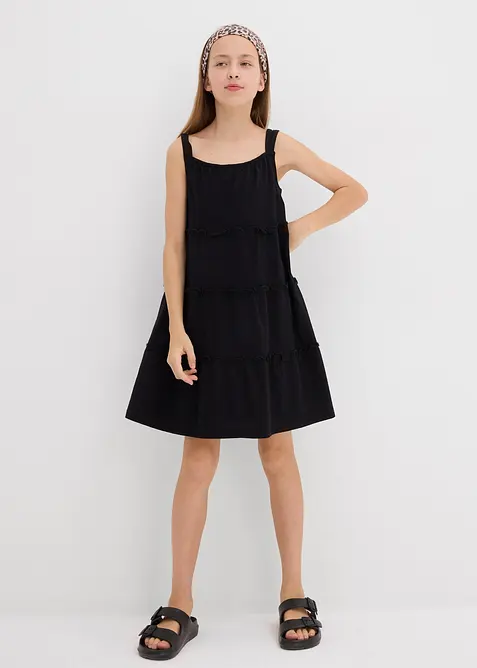 Kl&auml;nning med smala axelband i ekologisk bomull f&ouml;r barn, bonprix