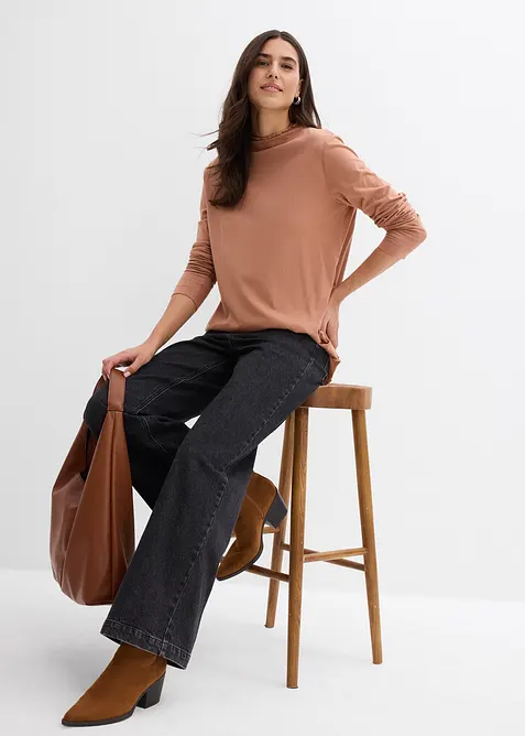 L&aring;ng&auml;rmad topp av bomullsmix, bonprix