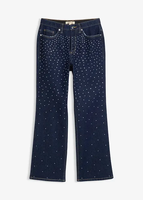 Straight jeans, Mid Waist, med strass, bonprix