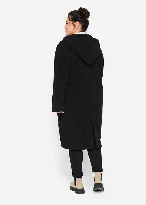 Teddykappa med huva och fickor, bonprix