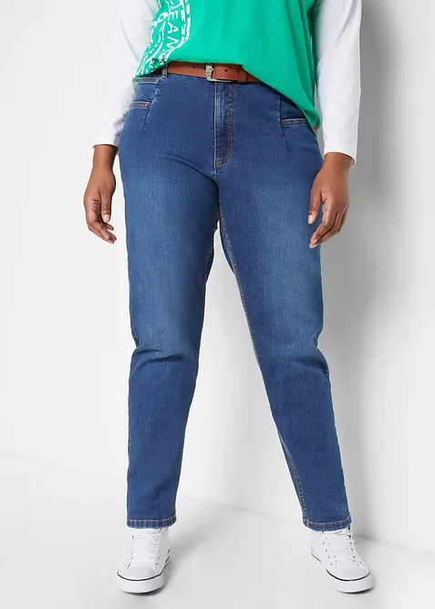 Stretchiga mom jeans med h&ouml;g midja, bonprix