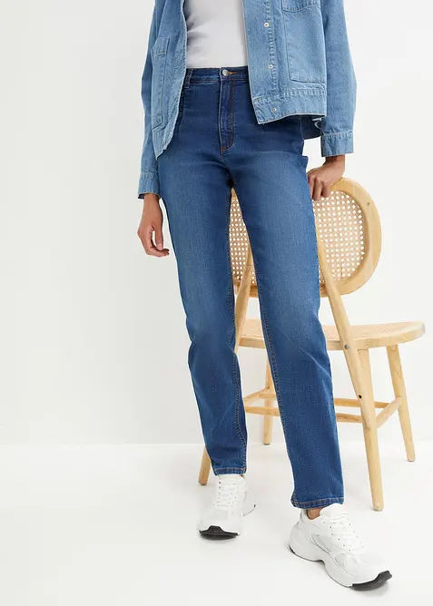 Stretchiga mom jeans med h&ouml;g midja, bonprix