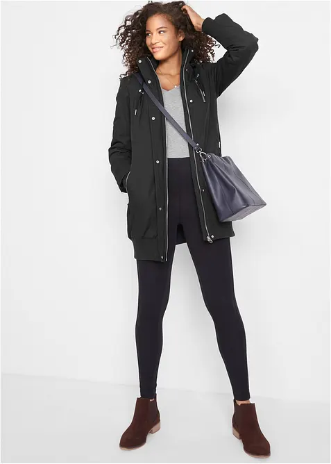 L&aring;ng jacka med huva, vadderad, bonprix