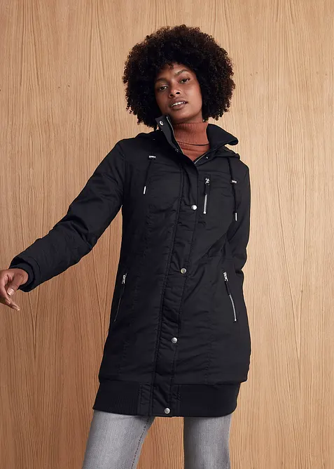 L&aring;ng jacka med huva, vadderad, bonprix